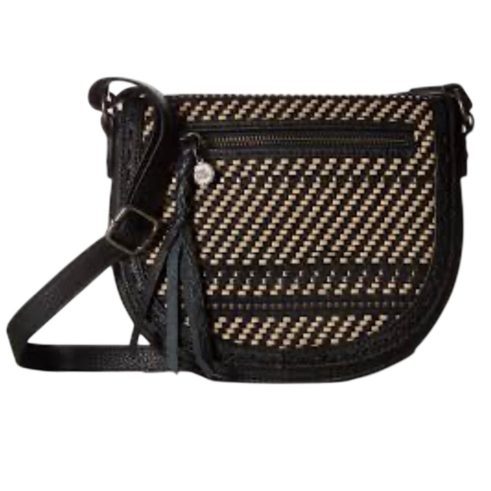 The sak saddle crossbody bag black leather braided